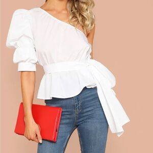 One sleeve white blouse